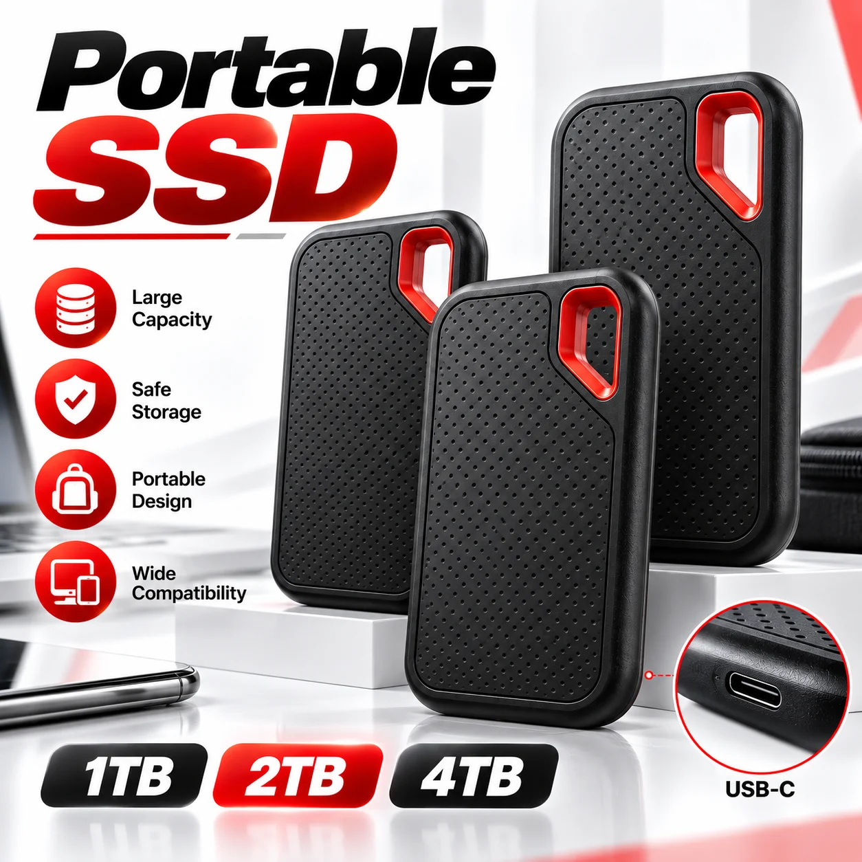 Sa88d874d25e84f8ca855297388aac9d5e.webp 2TB Portable SSD External Drive USB-C High-Speed Storage Mac PC (New) - Image 1