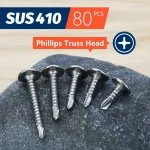 80 Modified Truss Head Sheet Metal Screws Assortment Kit Stainless Steel Self Tapping (New)