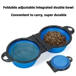1 piece 2 in 1 Foldable Dual Bowl Feeding Bowl Portable Outdoor Travel Dog Cat Drinking (New)