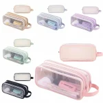 Transparent Mesh Pen Bag for Carrying Student Exam Supplies,Large Capacity Storage for Stationery,Simple (New)