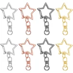 18566 Sets Star Shaped Spring Snap Keychain Clip with Chain Jump Ring Metal Swivel (New)