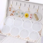 8 12 Round Oval Pendants Resin Mold Diy Crystal Epoxy Earring Charms Silicone Mold (New)