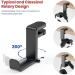 No Punch Table Clip Hook Headphone Holder 360 Degree Rotating Headphone Holder Miscellaneous (New)