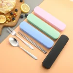 Tableware Set Stainless Steel Korean Spoon Fork Chopsticks 3 Piece Portable Tableware Student (New)