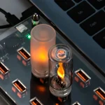 USB LED Flame Type Night Light Clear Glass Frosted Glass DC 5V Flickering Candle (New)