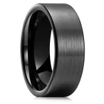 Simple 8mm Men Titanium Stainless Steel Rings Black Brushed Matte Finish Rings For (New)