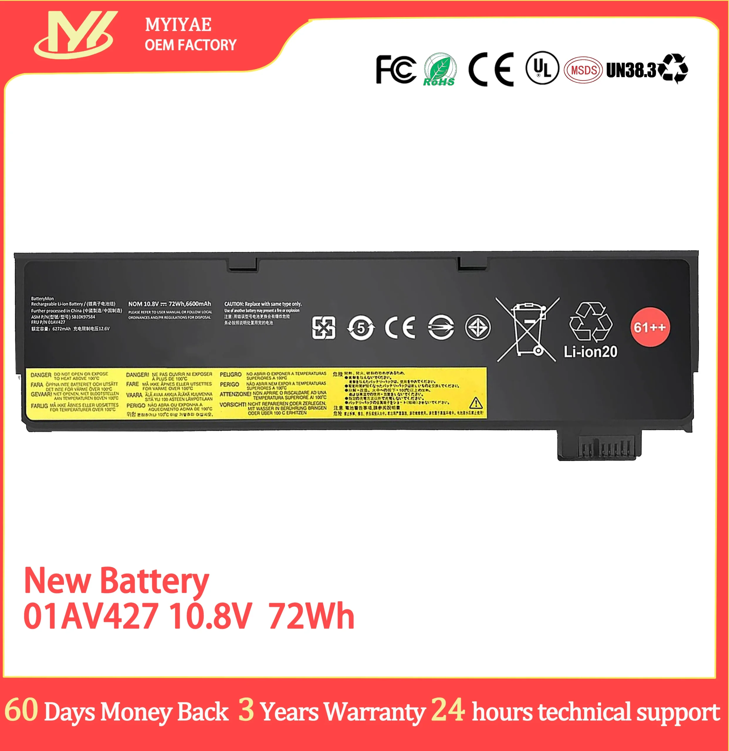 Safcfbfadb43a4642bf9cbc0ba2f53fd4J.webp Hot Sale Battery Lithium-ion Batteries SB10K97584 Battery Lenovo T470 T480 T570 (New) - Image 1