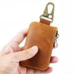 Multi Functional Leather Coin Purse with Keychain Ring Key Holder Wallet with Carabiner Hook (New)