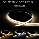 Ultra Thin 5V COB LED Strip Colorful Dimmable 3MM High Density Flexible Light (New)