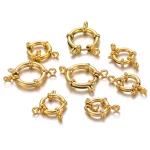 4 lot Stainless Steel Gold Round Spring Clasps Hooks for Bracelet Clavicle Necklace 8 (New)
