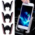 Car Phone Holder Women Diamond Crystal Car Air Vent Mount Clip Mobile Phone (New)