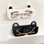 Cute Cat Face Wall Mounted Glasses Storage Rack   Modern Organizer for Bedside,Bathroom, Living (New)