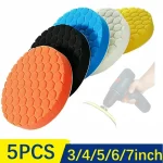 3 4 5 6 7inch 5 Car Polishing Pad Kit Set Self Adhesive Buffing Waxing Sponge Wool Wheel (New)