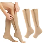 Zipper Compression Socks for Varicose Support Outdoor Running Fitness Hiking Anti Fatigue Medical Care (New)