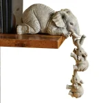 3 set Cute Elephant Figurines Elephant Holding Baby Elephant Hanging Off The Edge of (New)
