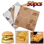 50 Oil Proof Paper Food Wrapping Paper Baking Sandwich Burger Fries Fried Food Wrapping (New)