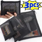 1 3 Mesh Clear Cosmetic Bags Small Large Black Makeup Bag Portable Travel Toiletry (New)