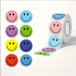 500 Round Smiling Face Reward Stickers Educational Fun Stationery Gift for Teachers Parents (New)