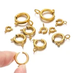 10 Circle Spring Buttonr Stainless Steel Clasps Hooks End Connectors for DIY Necklace (New)