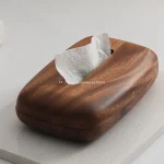 Walnut Wood Tissue Box Cover Holder, Modern Rectangular Design with Removable Lid, Minimalist (New)