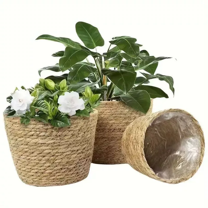 Sb35127ae31b842af9f02c97bdf637db7e Jute Rope Woven Hanging Planters | Garden Plant Storage Baskets | Indoor Outdoor Plant (New) - Image 1