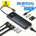 Baseus USB C HUB Dual HDMI 8K 4K Adapter 10 in 1 USB 3.2 10Gbps (New)