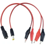 1 2 Alligator Clip to 1 Male Female DC Power Plug Adapter 25CM Cable (New)