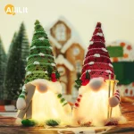 1~4 Christmas Decorations Glowing Gnome Knitted Doll with Led Night Light for (New)