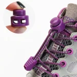 1 Pair Elastic Shoelaces Reflective Push The Spring Lock No Tie Shoe Laces (New)