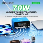 RELIFE Q6 70W Six-port Simultaneous Charger Single Type-C port up (New)