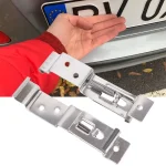2  Rectangular Car License Plate Spring Loaded Stainless Steel Bracket Cars Frame (New)