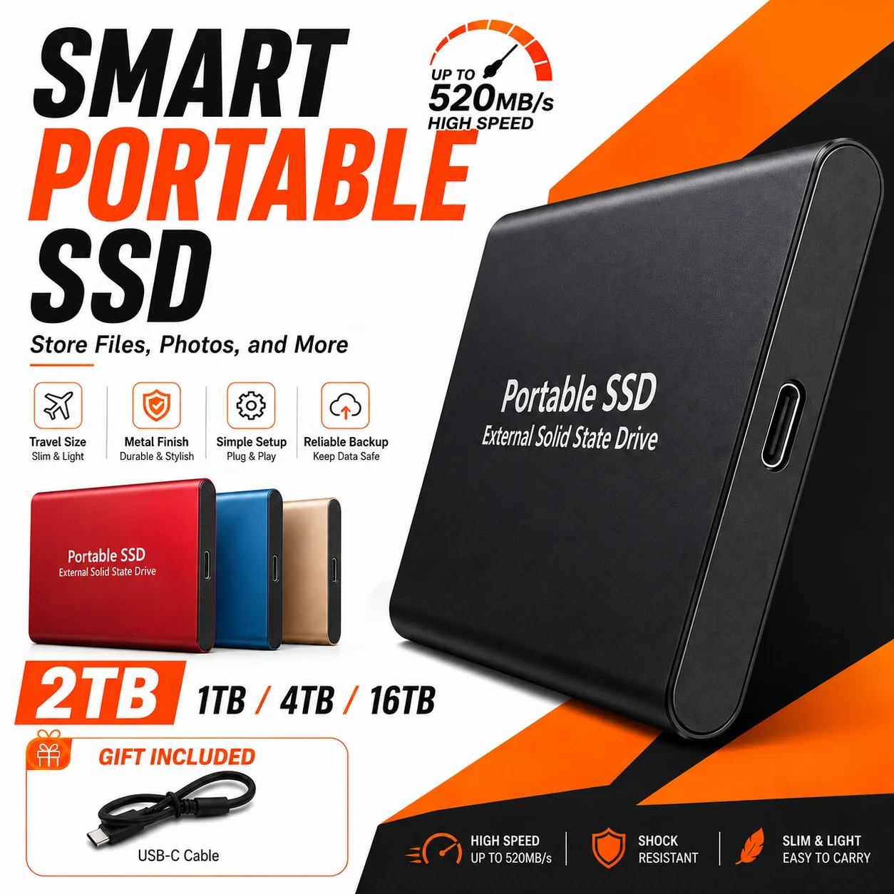 Sb758fb9e47f243c5b966aede326b3566C.webp 1TB External SSD Hard Drive Compact Portable Solid State DriveUSB Type‑C Storage (New) - Image 1