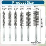 6  Stainless Steel Pipe Cleaning Brush Set 1 4" Hexagonal Bar Twisted Wire (New)