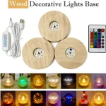 Wood Desktop Decorative Lights Light 100 80 60mm Switch USB Remote Control Display Light Display (New)