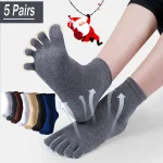 5Pairs Toe Socks Crew Socks Men and Women Five Fingers Socks Breathable Cotton (New)