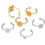 10 Gold Plated Stainless Steel Blank Bases Rings Settings Cabochon Cameo Tray Bezel (New)