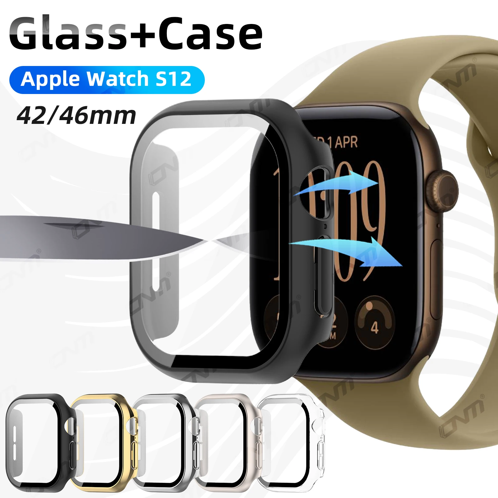 Sb816e68ea19442f8afe4fe389a8da8c0i Case Apple Watch Series 12 42mm/46mm Tempered Glass Screen (New) - Image 1