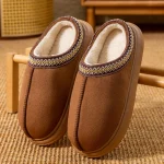 Mens Plush Fleece Lined Slippers Winter Warm House Shoes with Thick EVA Sole (New)