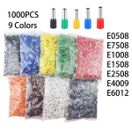 1000 Pack Insulated Cord End Terminal Crimp E0508 1008 1508 7508 2508 Pressure Terminal (New)