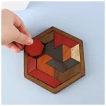 Hexagonal Wooden Puzzle â€” Adult Brain Teaser Toy, Comprising 11 Interlocking Puzzle Pieces, (New)