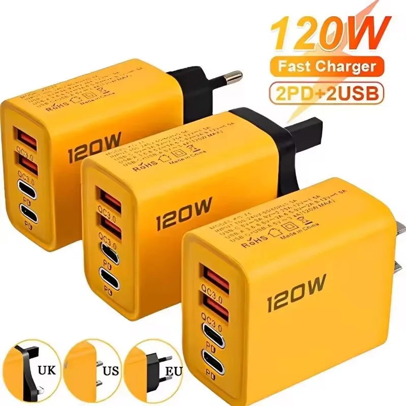 Sb89558c89b644787af2b04b2a75c3d19E 4 Ports 120W Charger USB C PD Quick Charge 3 Type C USB (New) - Image 1