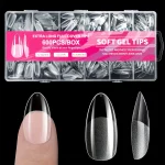 600 Almond Nail Tips Half Matte Full Cover Acrylic Nails Tips Medium Gel (New)