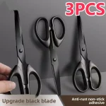 3 1 High Hardness Black Blade Scissors Anti rust Anti stick Sharp Durable Home Office Craft (New)