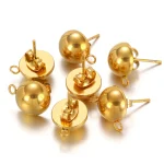 10 Stainless Steel Stud Earrings Base Solid Half Ball Ear Post with Open (New)