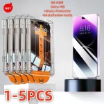 1 5 Dust Free Installation Tempered Glass For iPhone 17 16 13 15 14 (New)