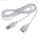 White USB Extension Cable Extender A Male to Female 1.5M (New)