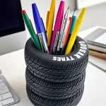 1 Fun Tire Shaped Pen Holder  PVC Desk Organizer, Ideal for School and Office (New)