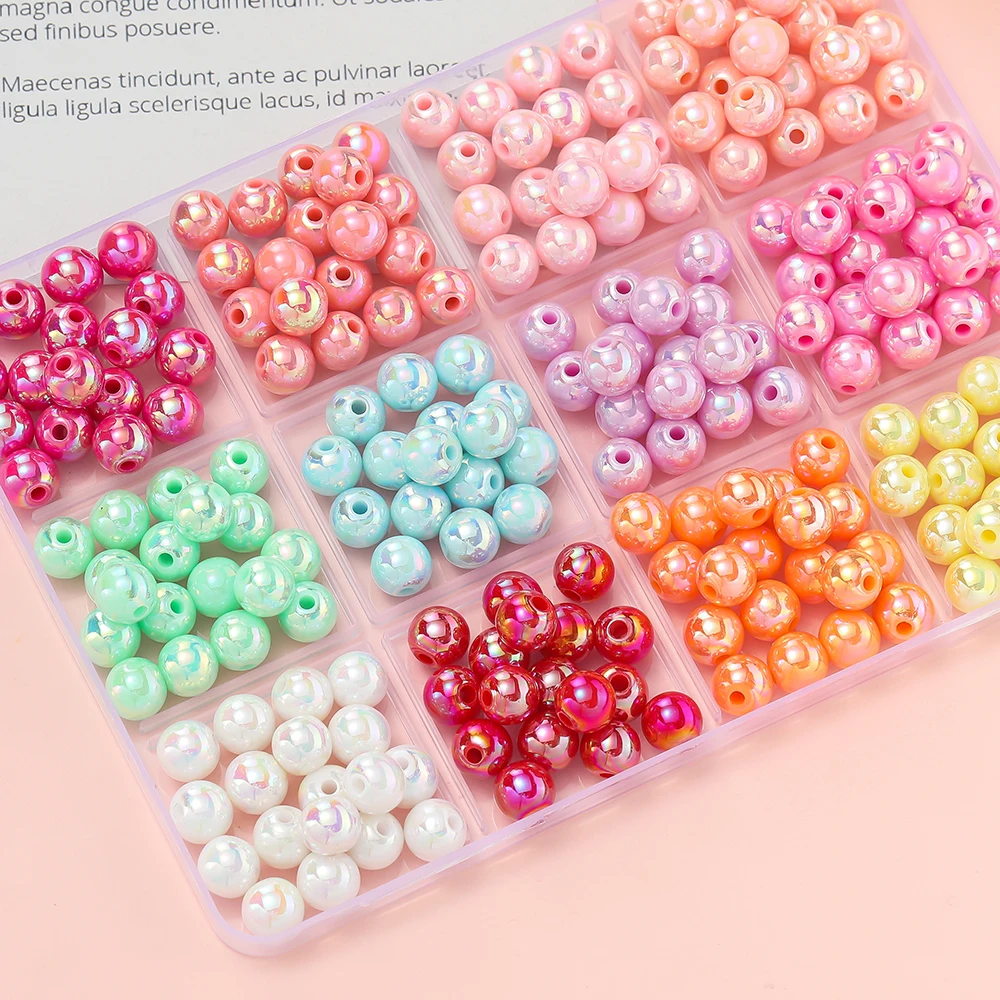 Sbb22cc26477544328c67e48dfaf8f61dm 50 100 6 8 10mm AB Color Acrylic Beads Round Loose Spacer Beads for Jewelry Making (New) - Image 1