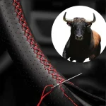 Artificial Leather Steering Wheel Cover Anti Slip Braiding Cover For Steering Wheel Cowhide 37cm 38cm (New)