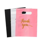 50 PE Shopping Bags with "Thank You" Print Foldable Plastic Bags for Gifts (New)